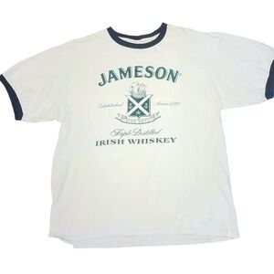 Vintage Jameson Irish Whiskey Shirt Mens XL White Anvil Tag Cotton Ringer Tee
